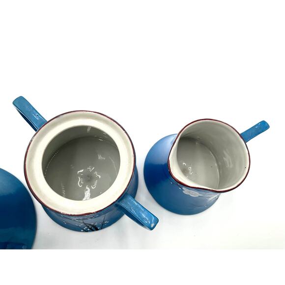 Made in Japan White Cherry Blossom Tea Set in Robins Egg Blue - Picture 7 of 8